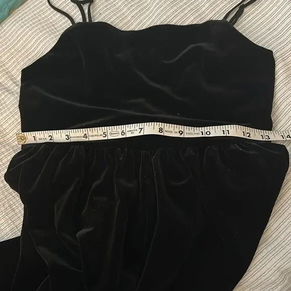 UO Velvet Straight-Neck Jumpsuit Elegant Black Velvet Jumpsuit size small - Picture 7 of 9